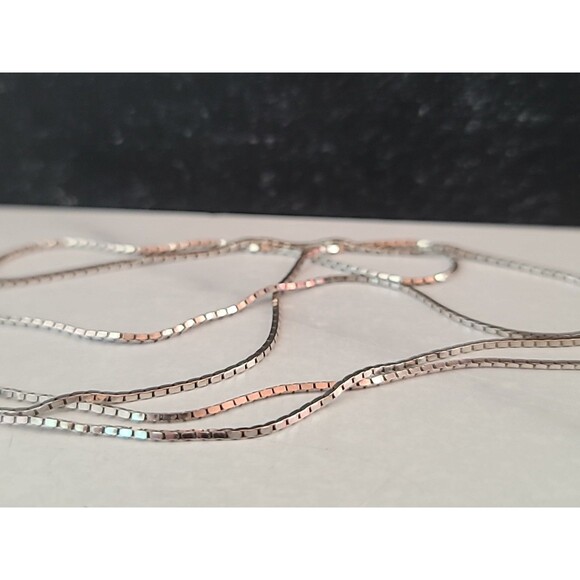 Extra Long 925 Sterling Silver Box Chain Necklace Vintage Italy, READ - Picture 2 of 10